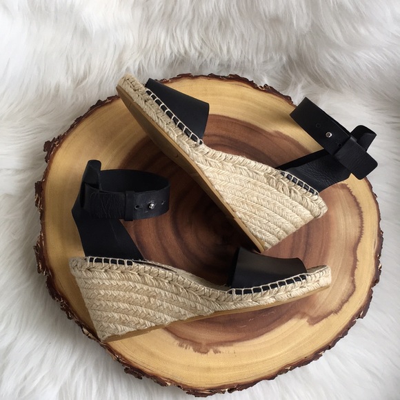 Vince leather ankle strap wedge espadrille sandals - Picture 2 of 8